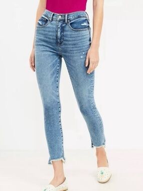 Loft Acid Wash Curvy High Waist Skinny Ankle Jeans 8 / 29